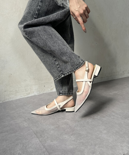 Thevon（ゼボン）の「シアーメッシュミュール（サンダル・レディース・ブラック/アイボリー・M/L）」の5枚目の写真