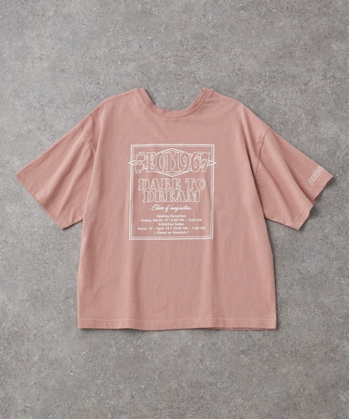 MONO-MART（モノマート）の「2WAYリバーシブル ポスターデザイングラフィック半袖Tシャツ（Tシャツ/カットソー・レディース・アイボリー/オフホワイト/ピンク系/スミクロ/ネイビー/ブラック系/オートミール・M/L）」の22枚目の写真