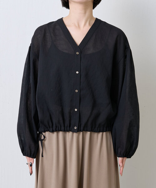 Jena espace merveilleux(ジェナ エスパスメルヴェイユ)の「【スッキリシアーシャツ】裾リボンシアーシャツ(シャツ/ブラウス・レディース・ブラック/ベージュ/ライム・FREE)」の19枚目の写真