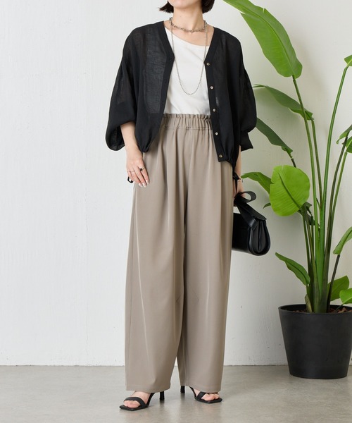 Jena espace merveilleux(ジェナ エスパスメルヴェイユ)の「【スッキリシアーシャツ】裾リボンシアーシャツ(シャツ/ブラウス・レディース・ブラック/ベージュ/ライム・FREE)」の4枚目の写真