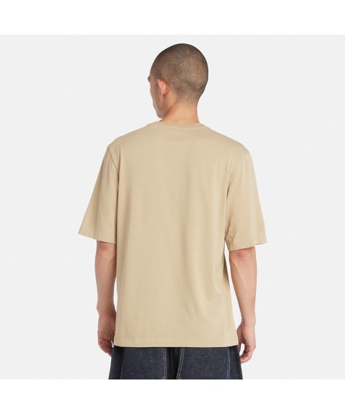 【Timberland】半袖 ロゴ スリム Tシャツ ベージュ / 送料無料 Timberland】半袖 ロゴ スリム Tシャツ ベージュ / 送料無料