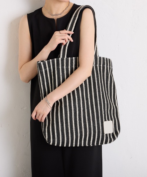 PAPILLONNER（パピヨネ）の「ラフィアビッグトート（トートバッグ・レディース・ブラック/ベージュ・FREE）」の10枚目の写真