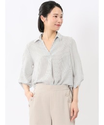 m.f.editorial | 【UVカット 高通気 イージーケア】m.f.エディトリアルレディース 袖タックかぶり スキッパーチュニック(シャツ/ブラウス)