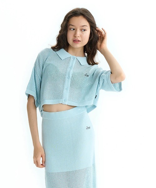 RVCA（ルーカ）の「RVCA レディース OHANA SUMMER KNIT SHIRTS セーター 【2025年夏モデル】/ルーカクロップド丈ニットシャツ（その他トップス・レディース・サンドベージュ/ブラック/ライトブルー・SMALL/MEDIUM/LARGE）」の3枚目の写真