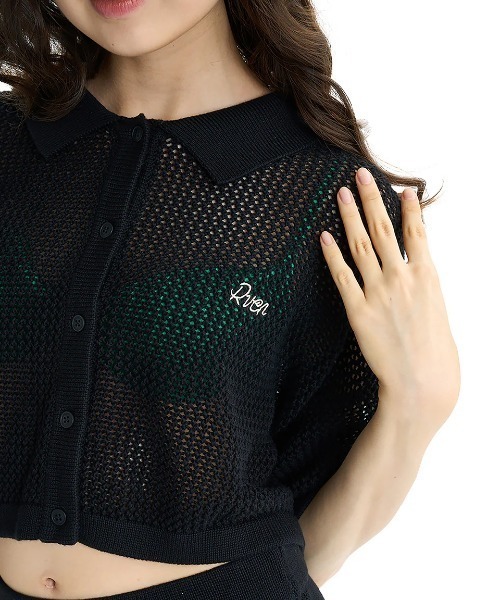 RVCA（ルーカ）の「RVCA レディース OHANA SUMMER KNIT SHIRTS セーター 【2025年夏モデル】/ルーカクロップド丈ニットシャツ（その他トップス・レディース・サンドベージュ/ブラック/ライトブルー・SMALL/MEDIUM/LARGE）」の5枚目の写真