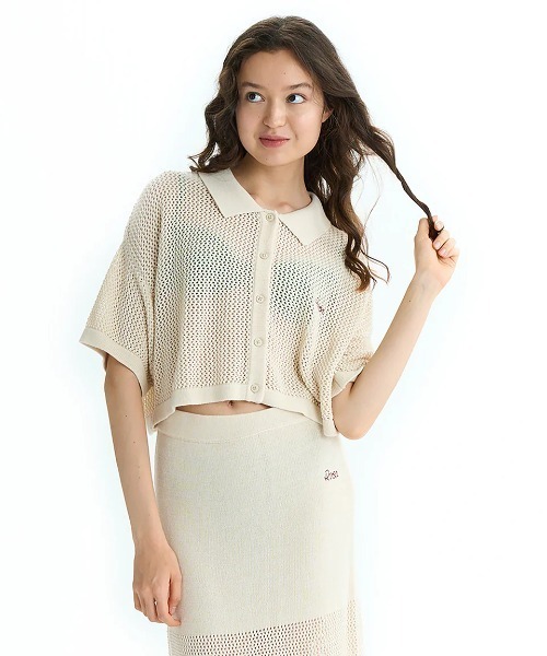 RVCA（ルーカ）の「RVCA レディース OHANA SUMMER KNIT SHIRTS セーター 【2025年夏モデル】/ルーカクロップド丈ニットシャツ（その他トップス・レディース・サンドベージュ/ブラック/ライトブルー・SMALL/MEDIUM/LARGE）」の10枚目の写真