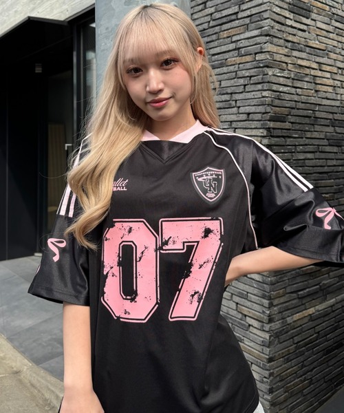 tシャツ レースリボンユニフォームTシャツ レディース レースリボンプリントクロップドTシャツ – 100StarS