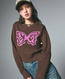 X-girl | BUTTERFLY XG LOGO COMPACT KNIT TOP(ニット/セーター)