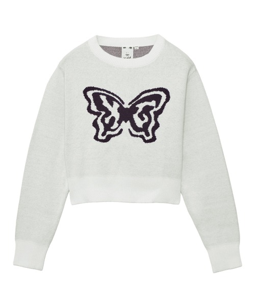 X-girl(エックスガール)の「BUTTERFLY XG LOGO COMPACT KNIT TOP(ニット/セーター・レディース・ブラック/ブラウン/ホワイト・ONE SIZE)」の2枚目の写真