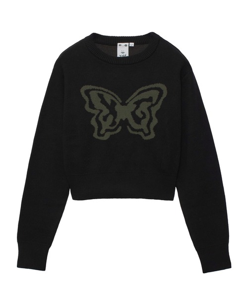 X-girl(エックスガール)の「BUTTERFLY XG LOGO COMPACT KNIT TOP(ニット/セーター・レディース・ブラック/ブラウン/ホワイト・ONE SIZE)」の3枚目の写真