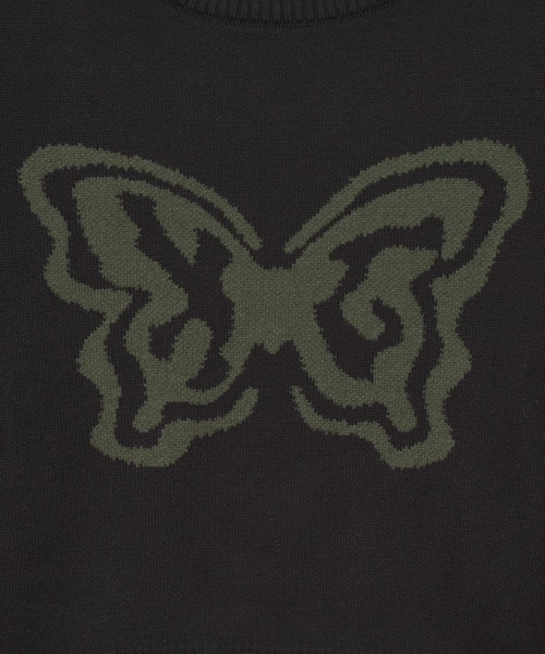 X-girl(エックスガール)の「BUTTERFLY XG LOGO COMPACT KNIT TOP(ニット/セーター・レディース・ブラック/ブラウン/ホワイト・ONE SIZE)」の8枚目の写真