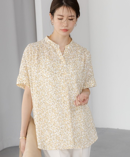 Elura（エルーラ）の「サラサラ着映えスキッパーチュニック/491472（シャツ/ブラウス・レディース・ライトイエロー/ブラック系その他/ライトブルー/ネイビー・FREE）」の14枚目の写真