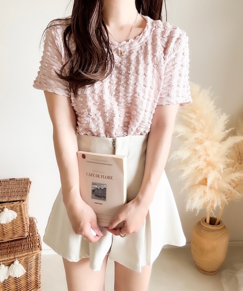 merrylatte(メリーラテ)の「ジャカードポコポコTシャツ(Tシャツ/カットソー・レディース・ピンク・MEDIUM)」の13枚目の写真