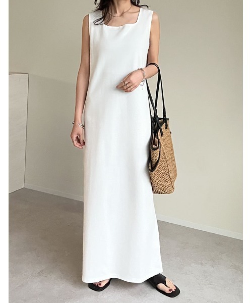 Re:EDIT（リエディ）の「[全骨格きれい見え][低身長/高身長サイズ有][体型カバー][イージーケア]ストレートorフレア選べるシルエットライトダンボールリボン付きノースリーブワンピース（ワンピース・レディース・ブラウン/ホワイト系その他/ブラック系その他/ブラック/アイボリー/ブラウン系その他・SHORT/MEDIUM/TALL/LARGE）」の15枚目の写真