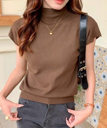 everycoco（エブリーココ）の「ハイネックフレンチスリーブ半袖ニット（ニット/セーター）」