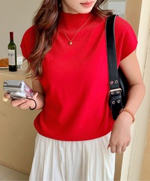 everycoco（エブリーココ）の「ハイネックフレンチスリーブ半袖ニット（ニット/セーター）」