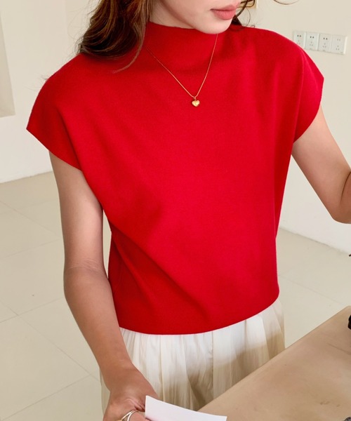 値下げ！PLEATS PLEASE ハイネックニット半袖 セール】ハイネックフレンチスリーブ半袖ニット（ニット