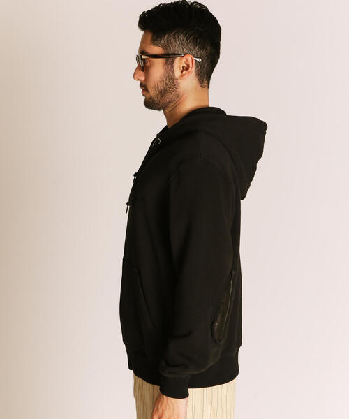 Schott/ショット/LEATHER ELBOW PATCH ZIP HOODED SWEAT/レザー