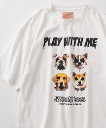 make a ray!（メイク ア レイ！）の「【81】アニマルフェイス ロゴペイント ロックテイスト プリントTシャツ/オーバーサイズ（Tシャツ/カットソー・メンズ）」