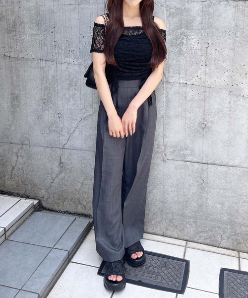 INGNI(イング)の「レースドロストトップス(Tシャツ/カットソー・レディース・オフホワイト/ブラック・M)」の14枚目の写真