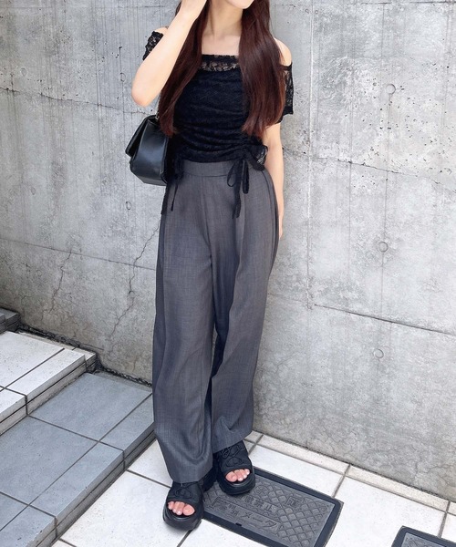 INGNI(イング)の「レースドロストトップス(Tシャツ/カットソー・レディース・オフホワイト/ブラック・M)」の15枚目の写真