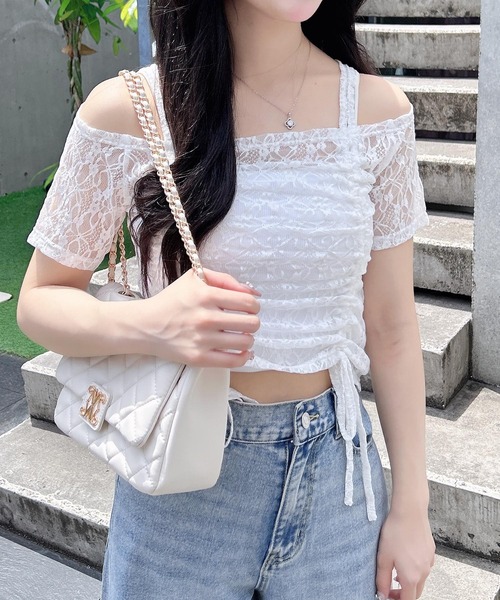 INGNI(イング)の「レースドロストトップス(Tシャツ/カットソー・レディース・オフホワイト/ブラック・M)」の5枚目の写真
