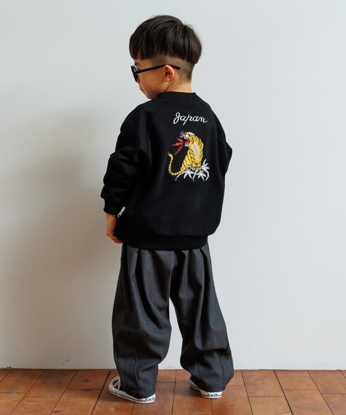 MAKE YOUR DAY（メイクユアデイ）の「トラ刺繍ファミリー裏毛トレーナー■80～140cm（スウェット・キッズ・カーキ/ブラック・120/130/110/100/90/80/140）」の7枚目の写真