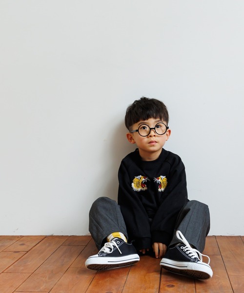 MAKE YOUR DAY（メイクユアデイ）の「トラ刺繍ファミリー裏毛トレーナー■80～140cm（スウェット・キッズ・カーキ/ブラック・120/130/110/100/90/80/140）」の9枚目の写真