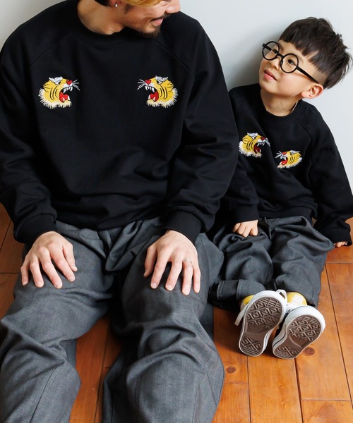 MAKE YOUR DAY（メイクユアデイ）の「トラ刺繍ファミリー裏毛トレーナー■80～140cm（スウェット・キッズ・カーキ/ブラック・120/130/110/100/90/80/140）」の14枚目の写真