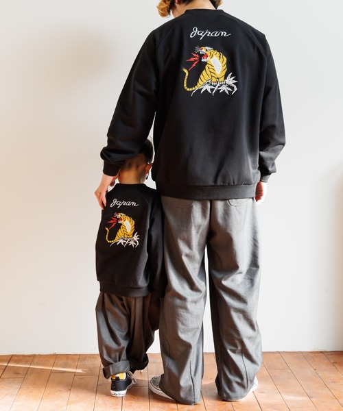 MAKE YOUR DAY（メイクユアデイ）の「トラ刺繍ファミリー裏毛トレーナー■80～140cm（スウェット・キッズ・カーキ/ブラック・120/130/110/100/90/80/140）」の12枚目の写真