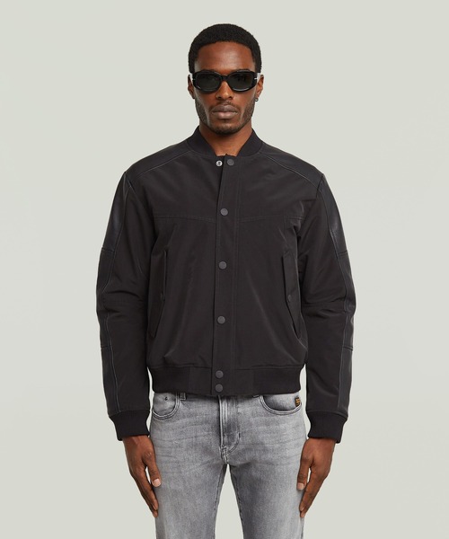 G-STAR（ジースター）の「Varsity Leather Jacket/レザーナイロンファブリックミックススタジャン（スタジャン・メンズ・ダークブラック・SMALL/X-SMALL/LARGE/MEDIUM）」の2枚目の写真