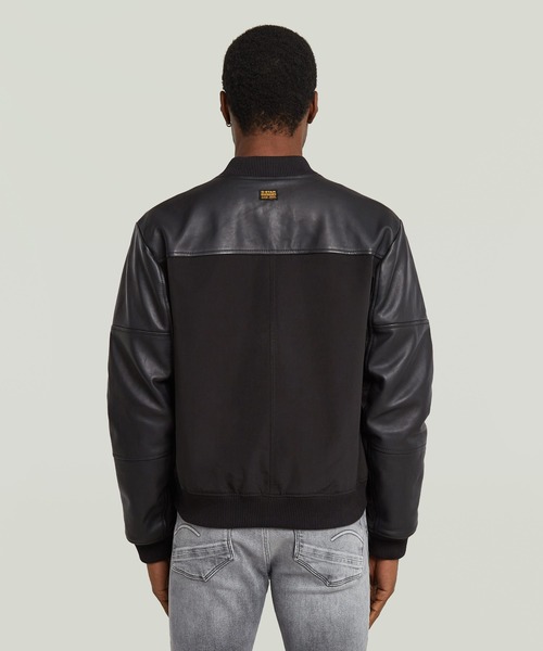 G-STAR（ジースター）の「Varsity Leather Jacket/レザーナイロンファブリックミックススタジャン（スタジャン・メンズ・ダークブラック・SMALL/X-SMALL/LARGE/MEDIUM）」の3枚目の写真