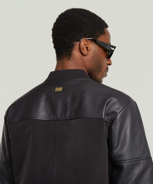 G-STAR（ジースター）の「Varsity Leather Jacket/レザーナイロンファブリックミックススタジャン（スタジャン・メンズ・ダークブラック・SMALL/X-SMALL/LARGE/MEDIUM）」の5枚目の写真