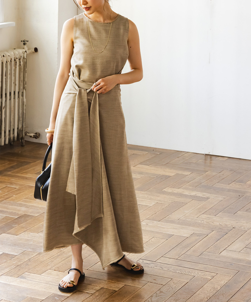 Noble（ノーブル）の「《追加》フリンジヘムレイヤードワンピース（ワンピース・レディース・モカ/ベージュ/マスタード・36/38）」の10枚目の写真