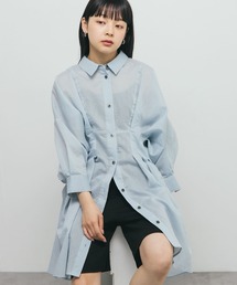 アン　ブルー(水色)のミニワンピース 小さいサイズ プリーツニットワンピース 低身長さん・小柄女性