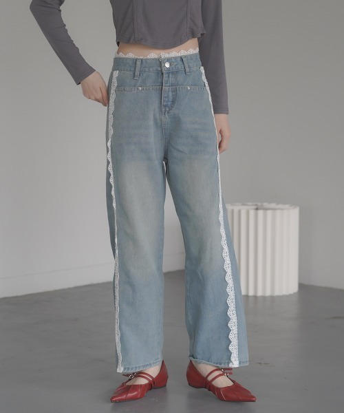 パンツ LACE DOCKING FADE DENIM PANTS LACE DOCKING FADE DENIM PANTS