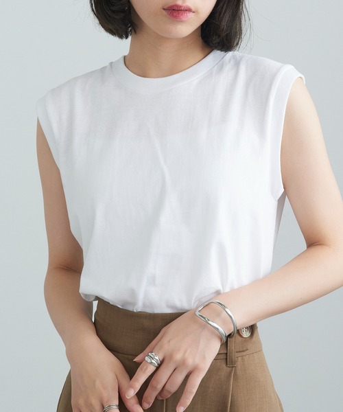 TRUSS(トラス)の「【TRUSS】ウィメンズ ノースリーブ Tシャツ WOS-808(Tシャツ/カットソー・レディース・ホワイト/ブラック・M)」の5枚目の写真