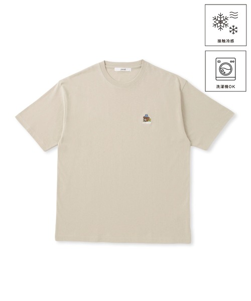 j.n.r.d(ジェー・エヌ・アール・ディー)の「【接触冷感】j.n.r.d/ワンポイントベア刺繍Tシャツ(Tシャツ/カットソー・メンズ・ベージュ/ネイビー/ホワイト・L/LL/S/M)」の2枚目の写真