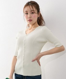 【大きい胸専用】シャリ感Vネックスタイルアップニットカーディガン