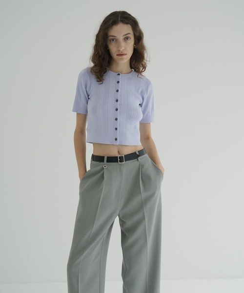 CLANE（クラネ）の「W FACE RIB KNIT CARDIGAN（カーディガン/ボレロ・レディース・ブラック/パープル/アイボリー/ミント・1/2）」の12枚目の写真