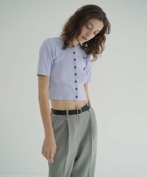 CLANE（クラネ）の「W FACE RIB KNIT CARDIGAN（カーディガン/ボレロ・レディース・ブラック/パープル/アイボリー/ミント・1/2）」の13枚目の写真