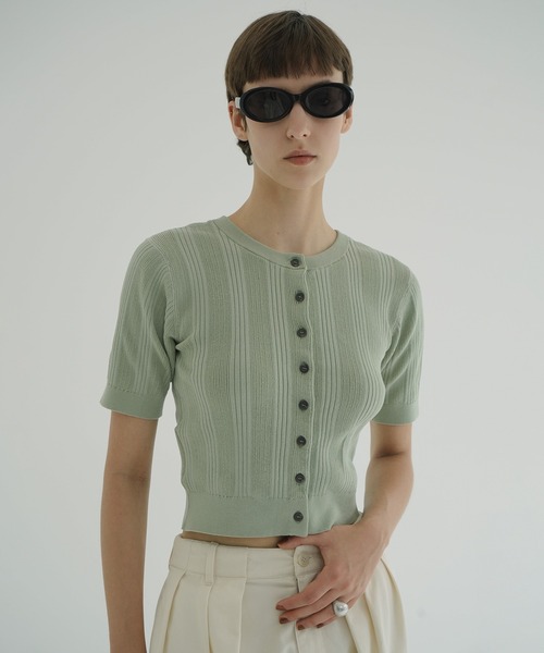 CLANE（クラネ）の「W FACE RIB KNIT CARDIGAN（カーディガン/ボレロ・レディース・ブラック/パープル/アイボリー/ミント・1/2）」の17枚目の写真