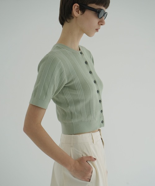 CLANE（クラネ）の「W FACE RIB KNIT CARDIGAN（カーディガン/ボレロ・レディース・ブラック/パープル/アイボリー/ミント・1/2）」の18枚目の写真