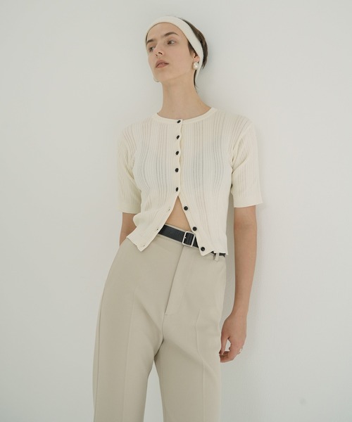 CLANE（クラネ）の「W FACE RIB KNIT CARDIGAN（カーディガン/ボレロ・レディース・ブラック/パープル/アイボリー/ミント・1/2）」の5枚目の写真