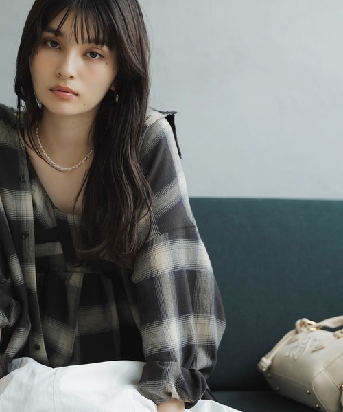 オンブレチェックオーバーシャツ