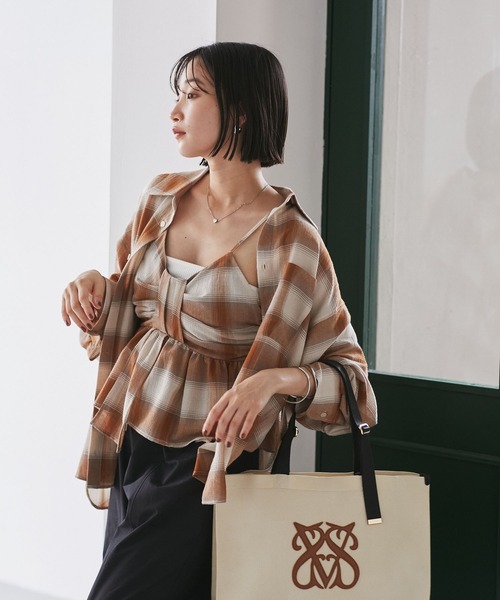 オンブレチェックオーバーシャツ