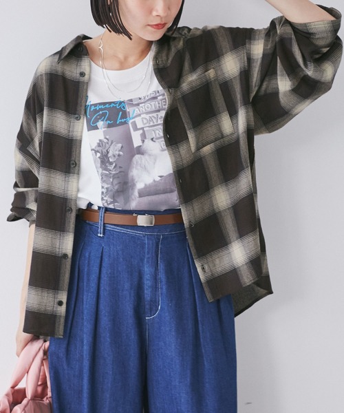 オンブレチェックオーバーシャツ