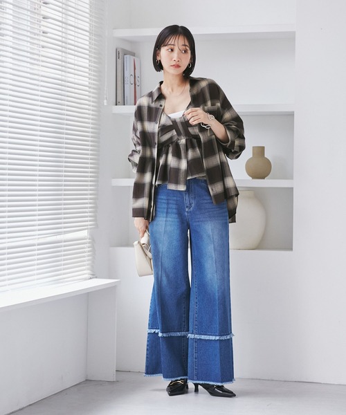 オンブレチェックオーバーシャツ