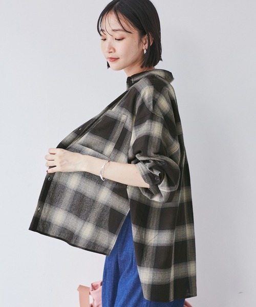 オンブレチェックオーバーシャツ