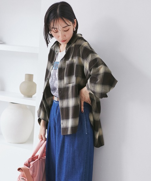 オンブレチェックオーバーシャツ